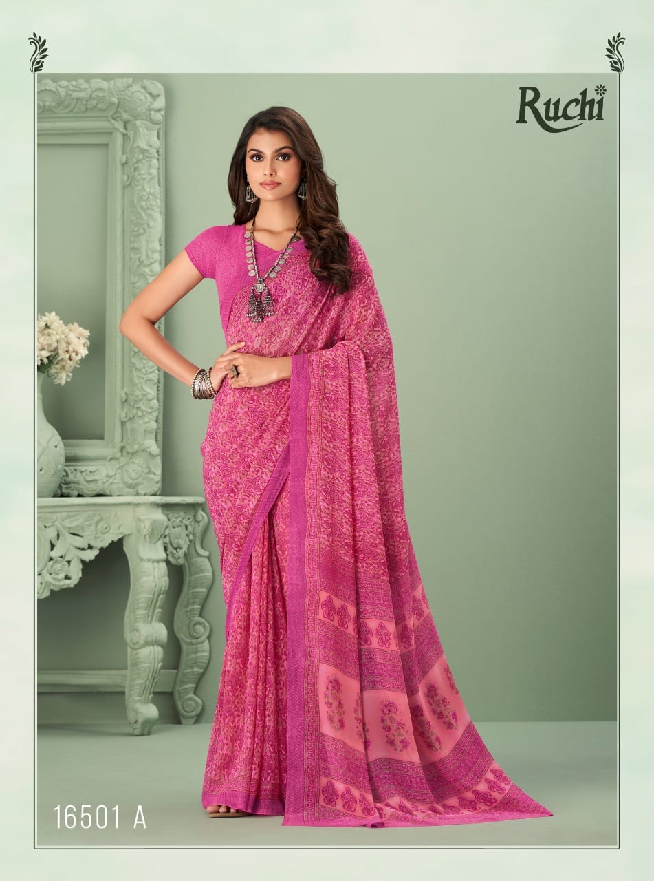 Ruchi Raga Wholesale Daily Wear Georgette Printed Sarees Catalog